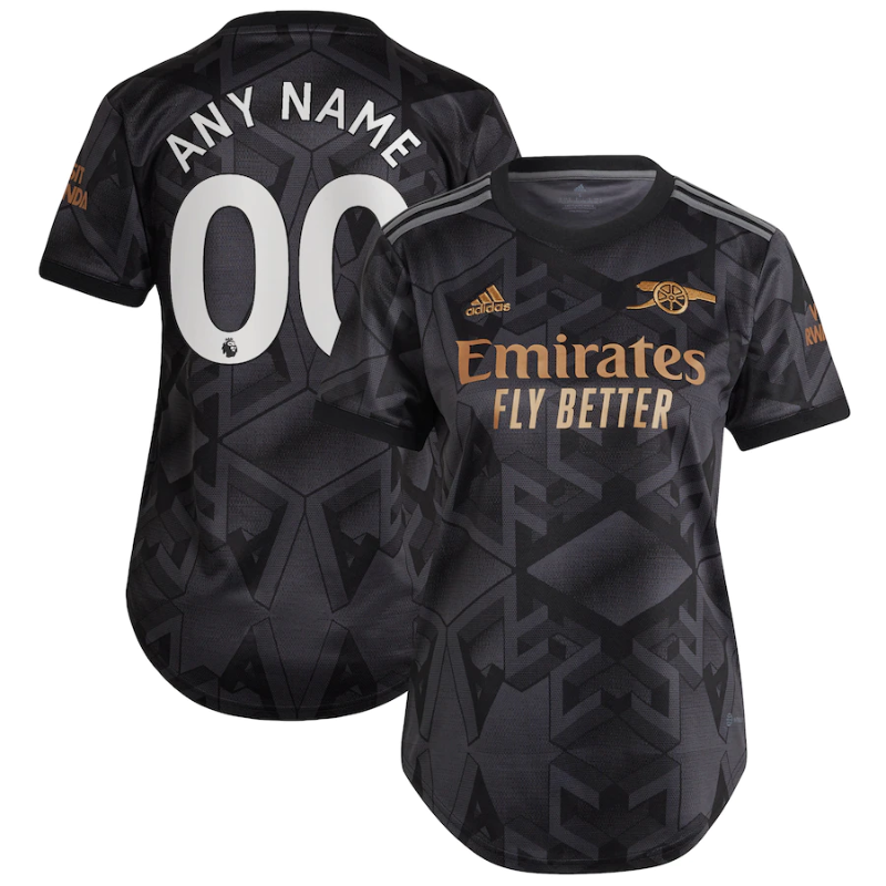 Arsenal Women's 2022/23 Away Custom Jersey - Black