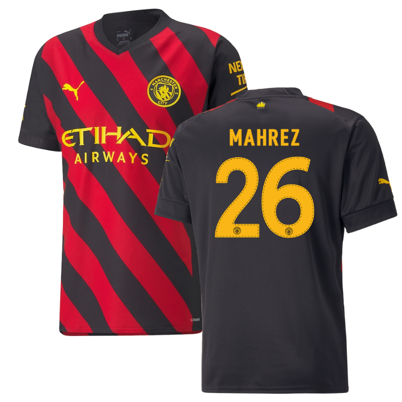 Manchester City Away Shirt 2022-23 with Mahrez 26 printing Jersey Pro Manchester City Away Shirt 2022-23 with Mahrez 26 printing Jersey Pro