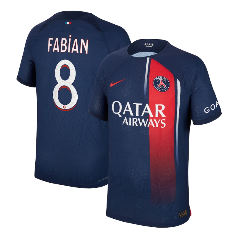 Paris Saint-Germain Nike Home Dri Fit Adv Match Shirt 2023-24 with Fabian 8 printing