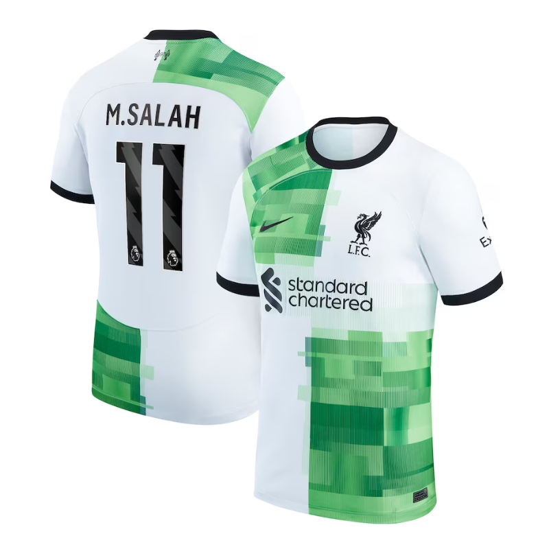 Liverpool Away Shirt - 2023-24 with Player M.Salah 11 printing Jersey - White (3) Mohamed Salah Liverpool Nike 2023/24 Away Player Jersey - White