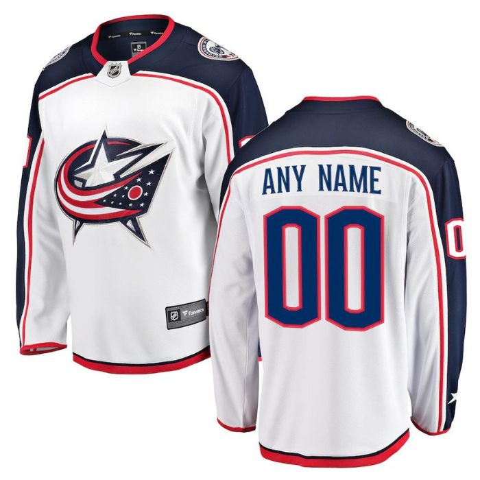 Columbus Blue Jackets Away Breakaway Personalized Jersey Pro - White - Jersey Teams World