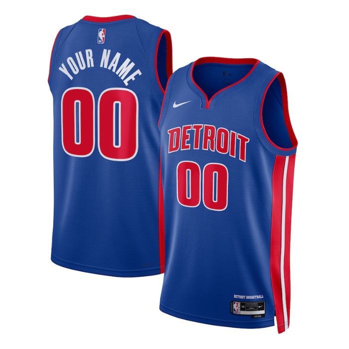 Detroit Pistons Unisex 2023 Swingman Custom Pro Jersey Blue - Icon Edition - Jersey Teams World