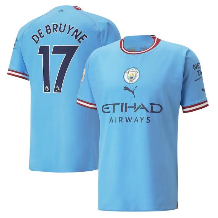 Kevin De Bruyne Manchester City Team 2022/23 Home Unisex Player Jersey - Sky Blue - Jersey Teams World