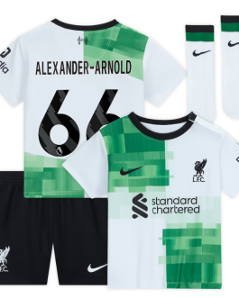 Liverpool Away Kit - 2023-24 - Kids with Alexander-Arnold 66 printing Jersey - White